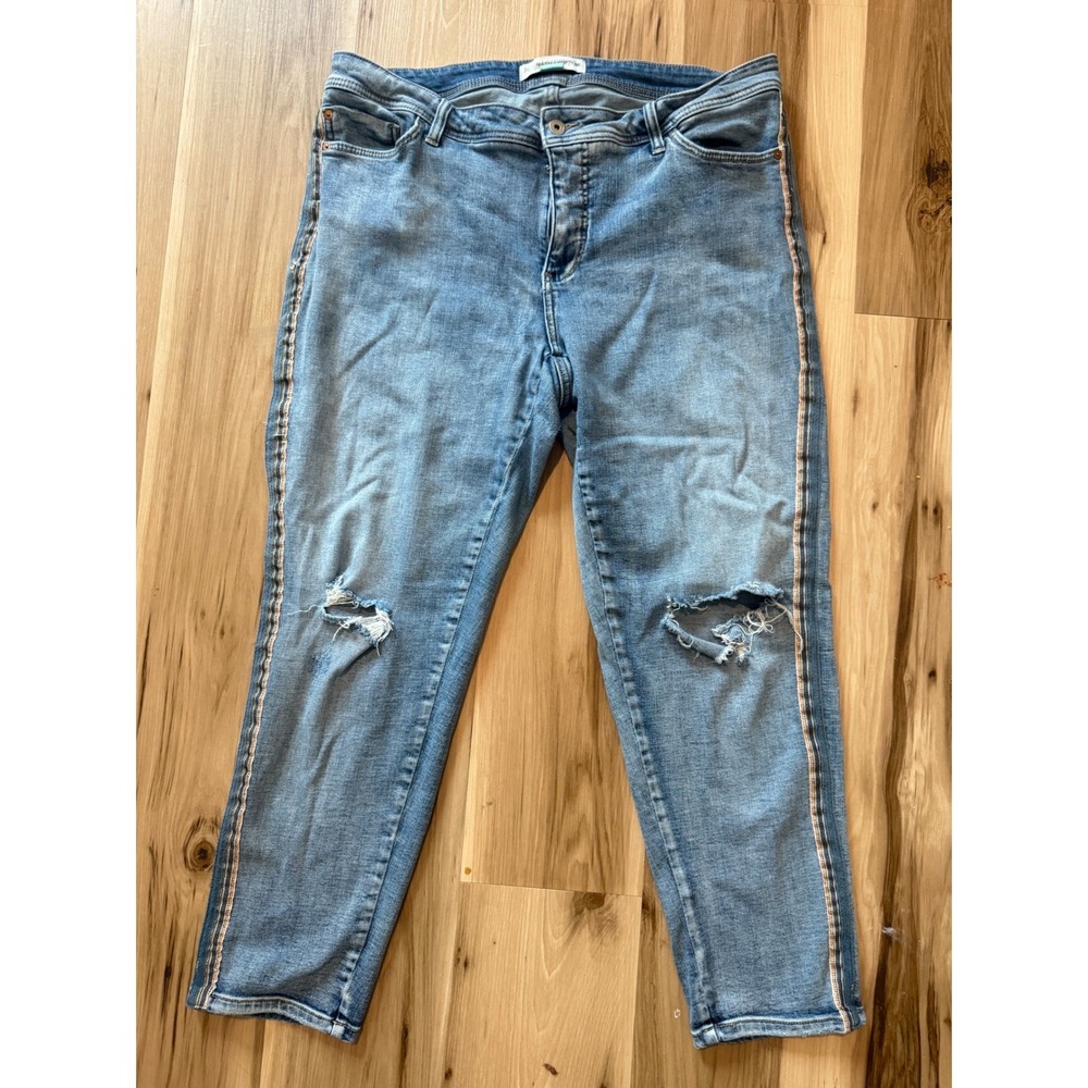 Pilcro and the Letterpress Anthropologie Distressed Side Stripe Jeans Size 16W